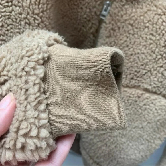 Aritzia Wilfred Free The Teddy Jacket  Neutral Tan Plush Sherpa Zip Up XS - Picture 13 of 14